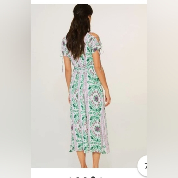 Tory Burch Green and White Patterned Midi Dress - Picture 7 of 8